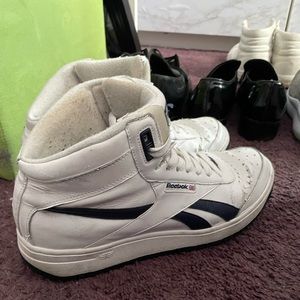 Mens white and blue Reebok high top sneakers size 11.5
